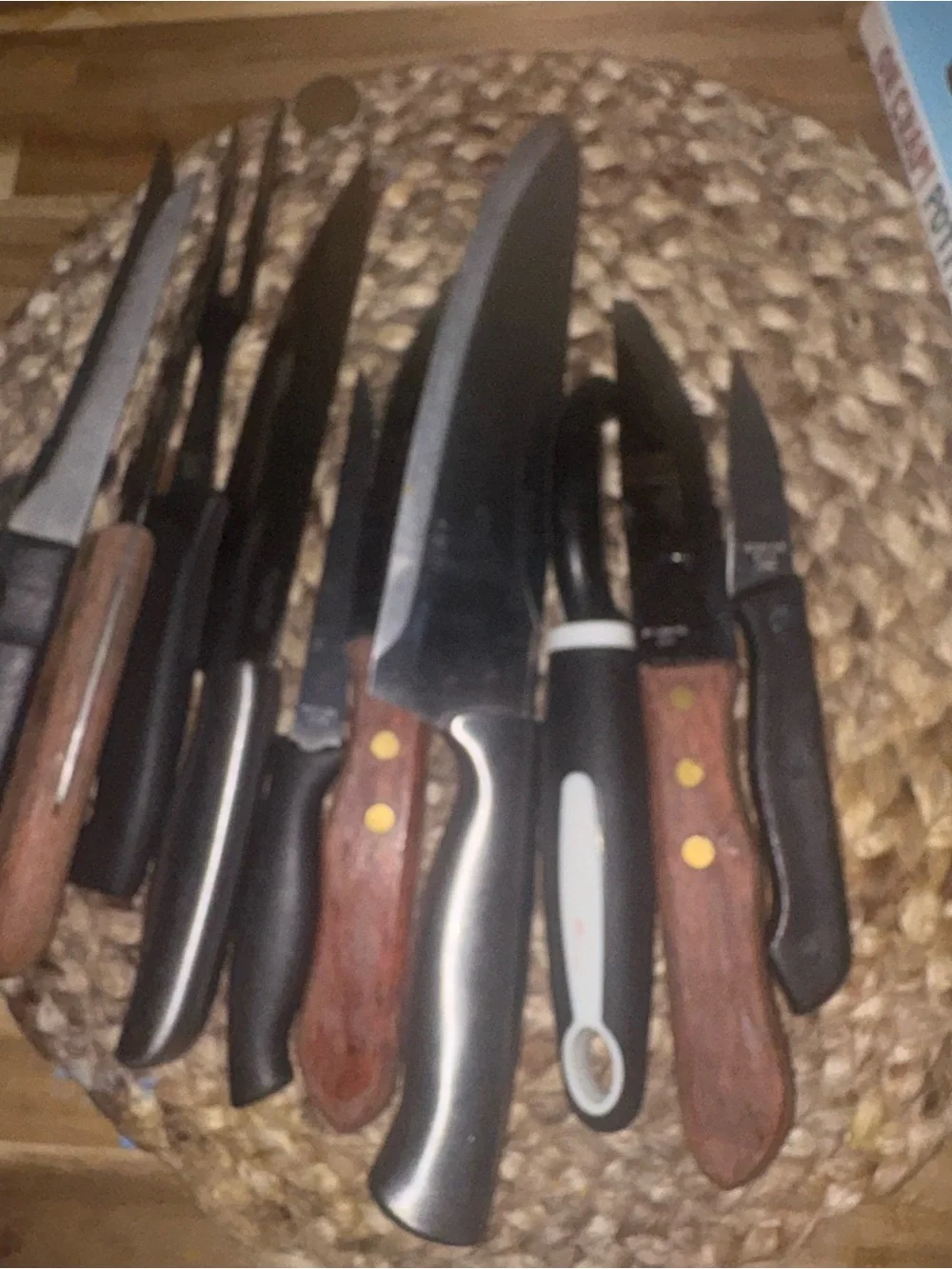 Assorted  Kitchen Knife Set - Stainless Steel & Wood Handles - Multi-Color